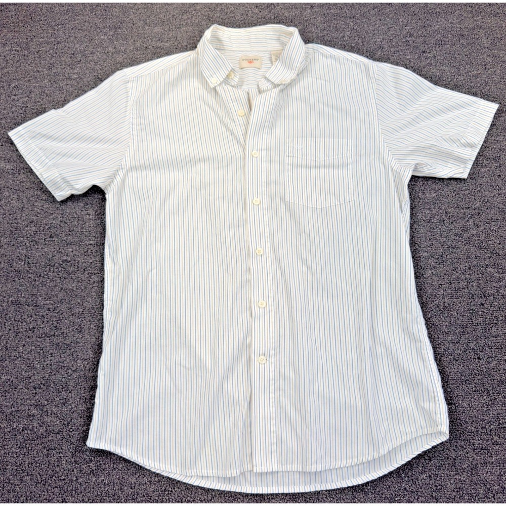 Dockers Vintage Shirt Men M Striped‎ Button Up Short Sleeve